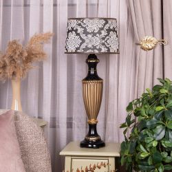 Настольная лампа Ваза Ребристая Бронза с абажуром Vatican (Ватикан) Тюссо Черный