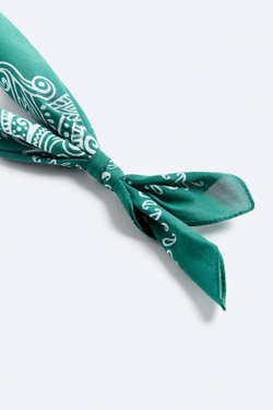 ZARA БАНДАНА С ПРИНТОМ ПЕЙСЛИ, ЗЕЛЕНЫЙ