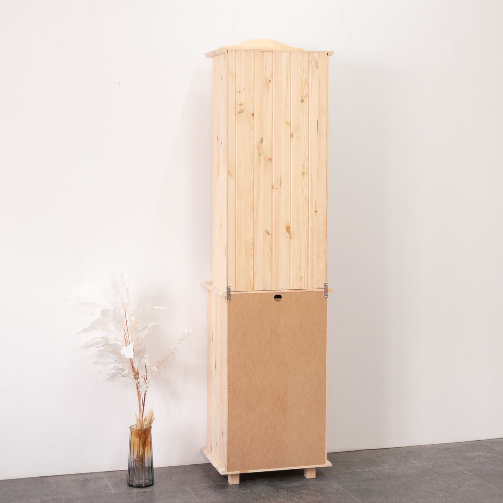 Шкаф витрина, 58х28х105, Лена, однодверная, для посуды, массив сосны, с регулируемыми полками (верхняя часть буфета Лена), Dipriz