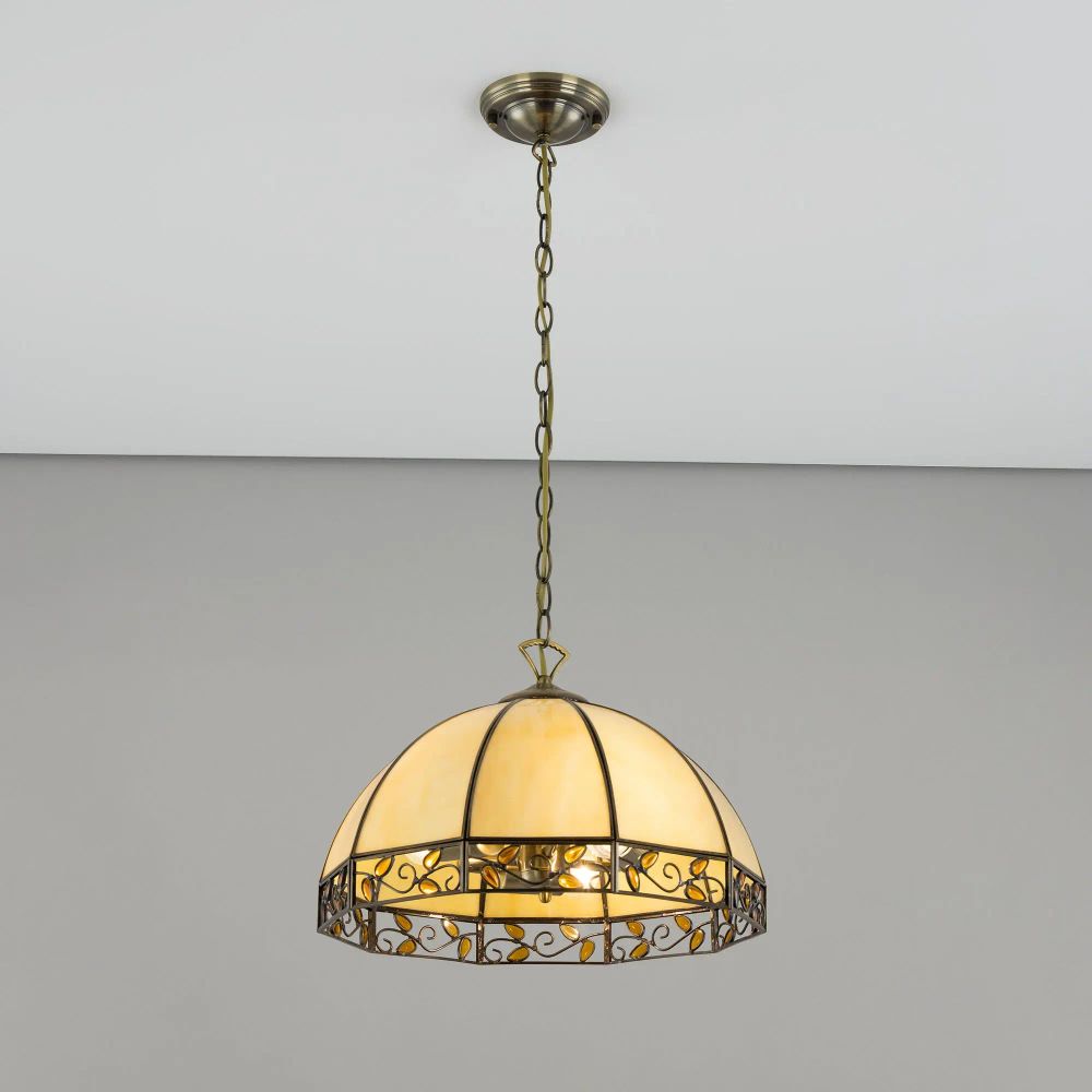 Citilux Шербург-2 CL440231 Люстра витражная подвесная Бронза