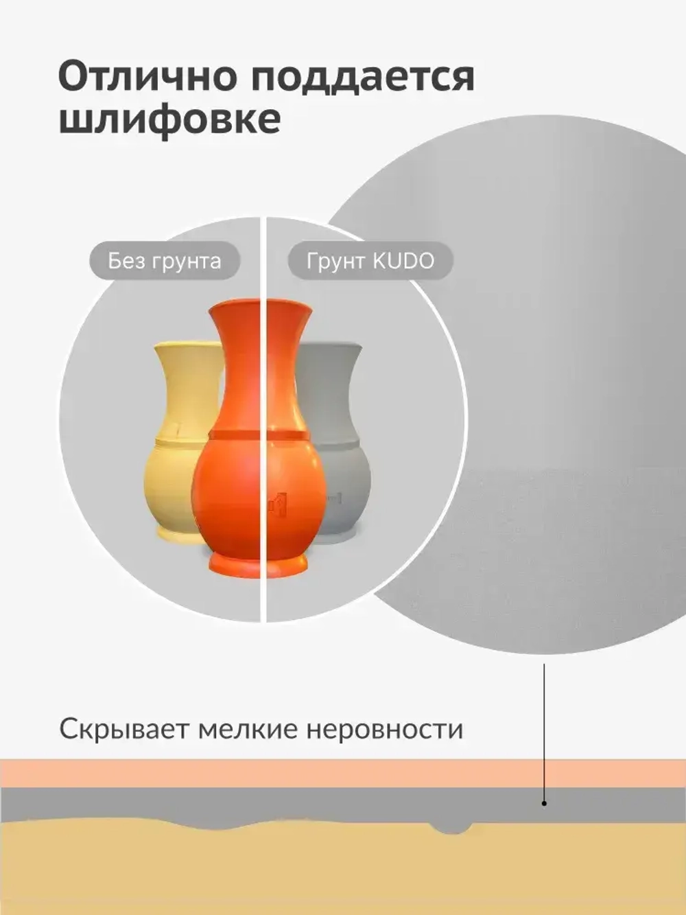 Грунтовка KUDO "Грунт акриловый универсальный быстросохнущий", аэрозоль, баллончик 520 мл, серый