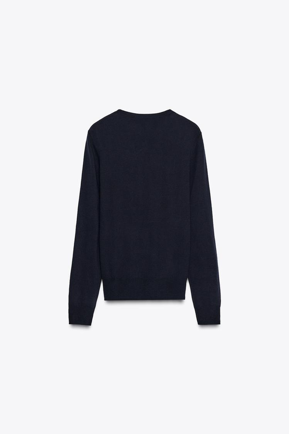 ZARA БАЗОВЫЙ ДЖЕМПЕР С ШЕРСТЬЮ, МОРСКОЙ СИНИЙ