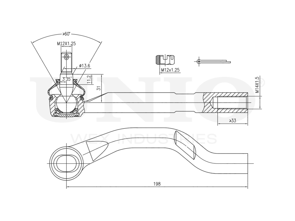 Наконечник рулевой правый UNIO SSP-10032