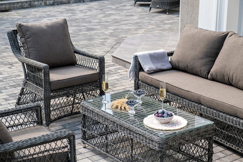 "Гранд Латте" лаунж-зона из искусственного ротанга, цвет графит