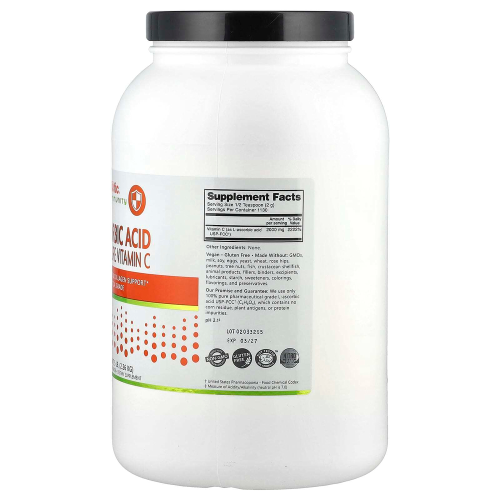 NutriBiotic, Immunity, аскорбиновая кислота, 100% чистый витамин C, кристаллический порошок, 2.26 кг (5 фунтов)