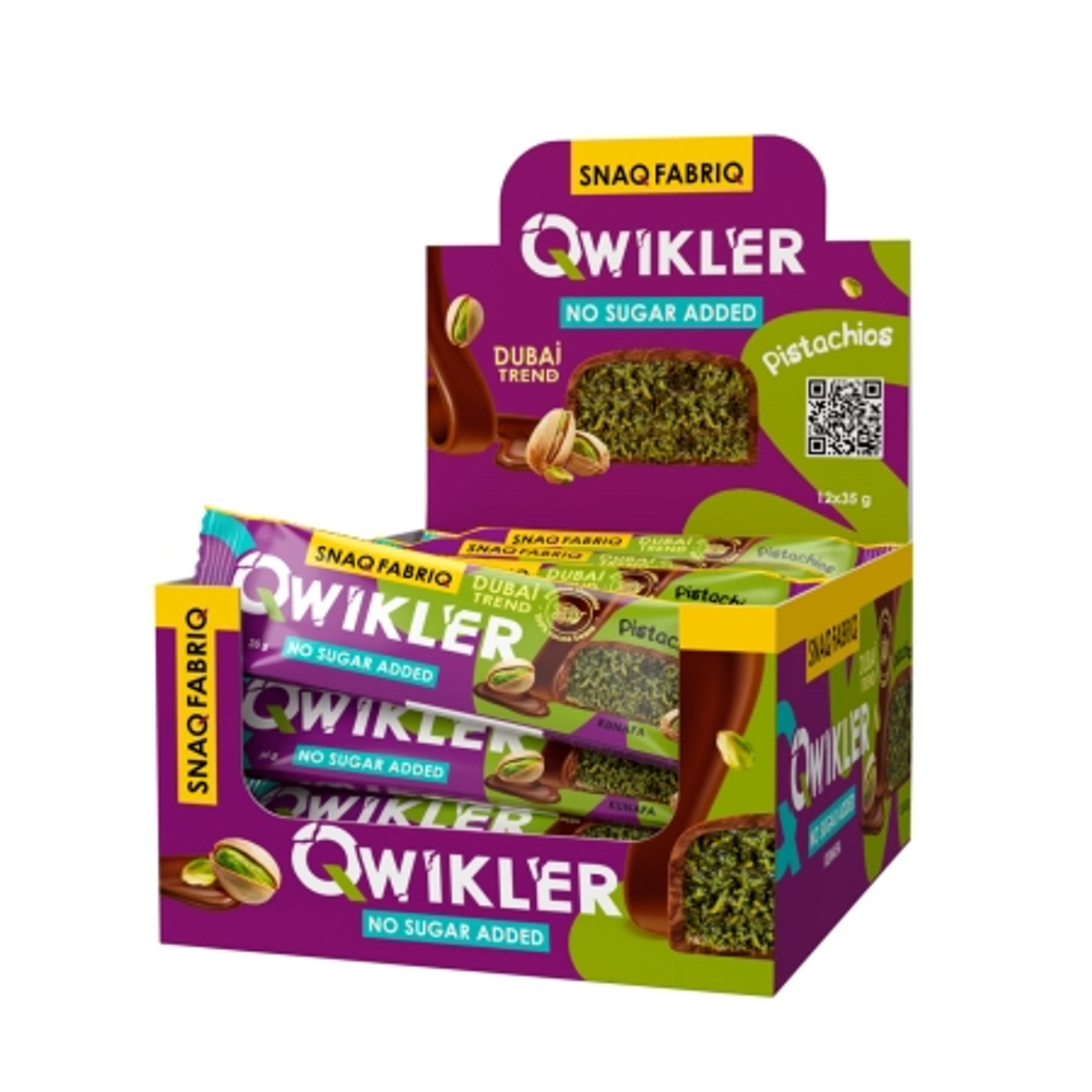 Snaq Fabriq Qwikler Батончик глазированный с фисташкой и хрустящим тестом (35 гр.)