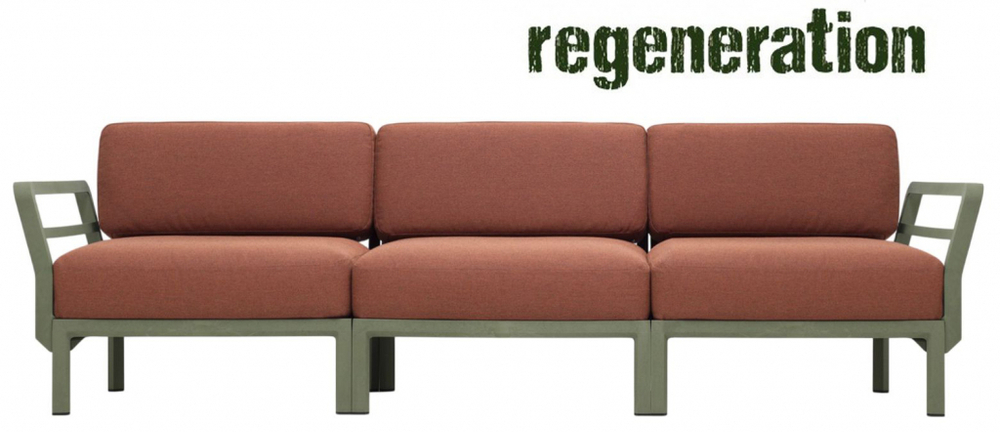 Диван пластиковый с подушками Nardi Maximo 3, кактус, корица