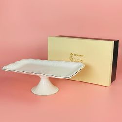 Lenardi 102-155 Прямоугольное блюдо 35,5см на ножке АГАТА в под.уп.(х4)Фарфор