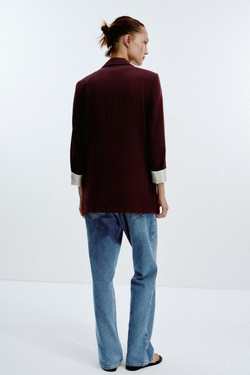 ZARA БЛЕЙЗЕР С МАНЖЕТАМИ С ПРИНТОМ, БОРДОВЫЙ