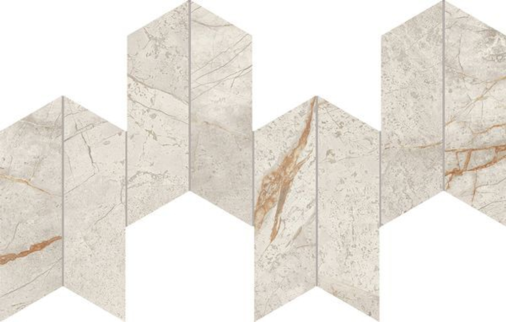 Мозаика/Керамогранит ATLAS CONCORDE MARVEL DIVA White Everest Mosaico Chevron Velvet 17,5x46,3 AYD4 глянц.