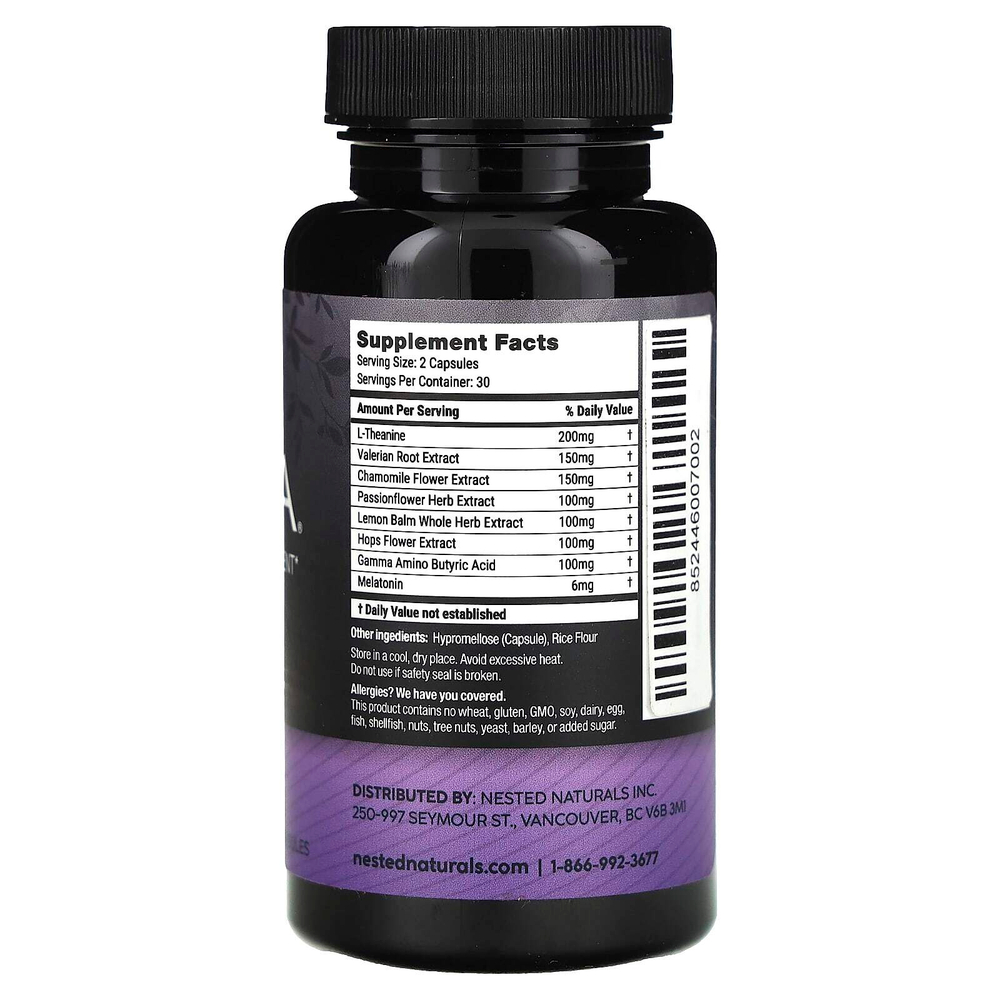 Nested Naturals, Luna, добавка для мягкого сна с мелатонином, 60 веганских капсул