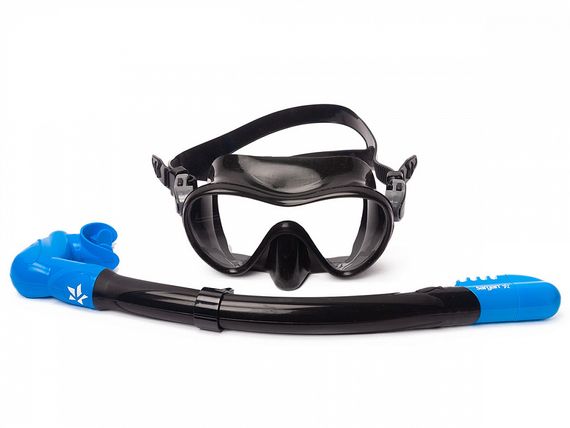 Набор маска+трубка Sargan Агидель черный/морской синий
