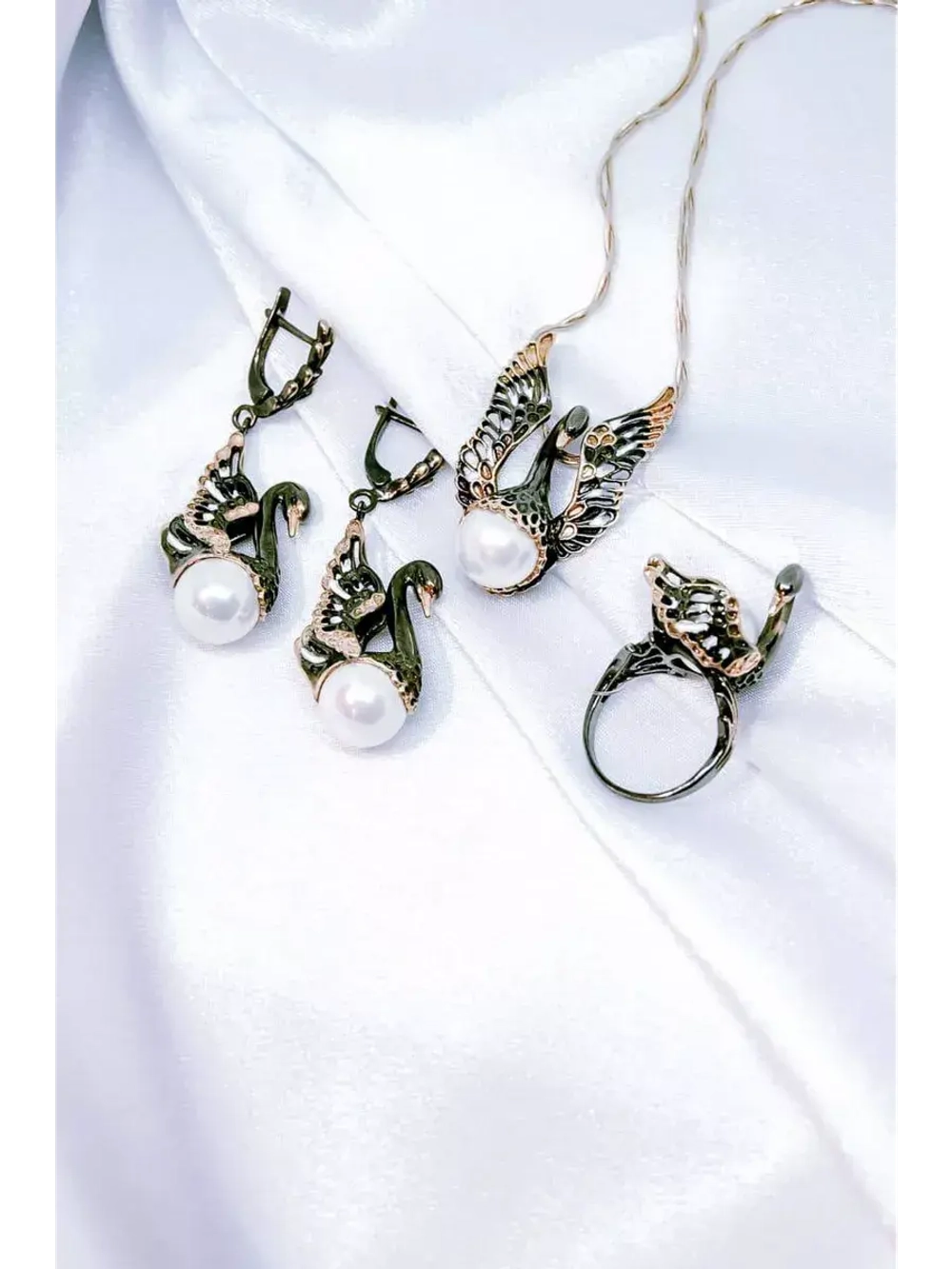 Ювелирное кольцо серебро 925 с жемчугом