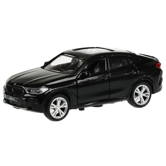 Машина металл BMW X6 длина 12 см, двери, багаж, инер, черный, кор. Технопарк