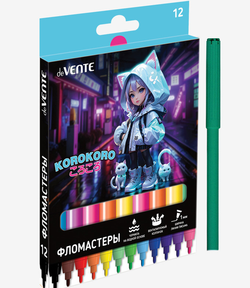 Фломастеры 12 цвета(ов) ДЕВЕНТЕ Корокоро (5081530)