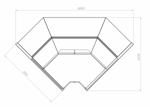 Холодильная витрина Carboma PALM 3 GC95 VM-6-1 внутренний угол без боковин (версия 2.0)