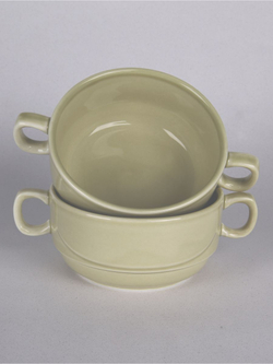 Бульонница супница с ручками фарфоровая тёмно-серый набор 2 шт в стиле акварель