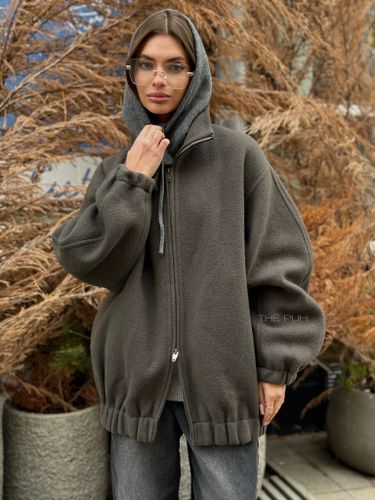 Шерстяной графитовый оверсайз бомбер