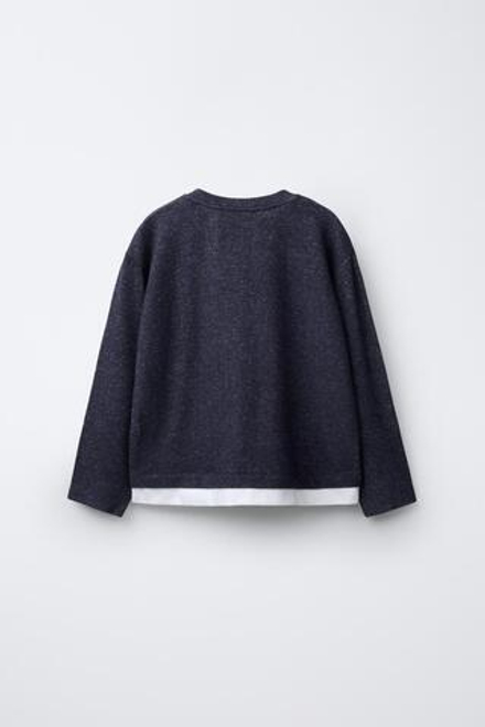 ZARA СВИТЕР С МЯГКИМ КОНТРАСТНЫМ НИЗОМ, МОРСКОЙ СИНИЙ