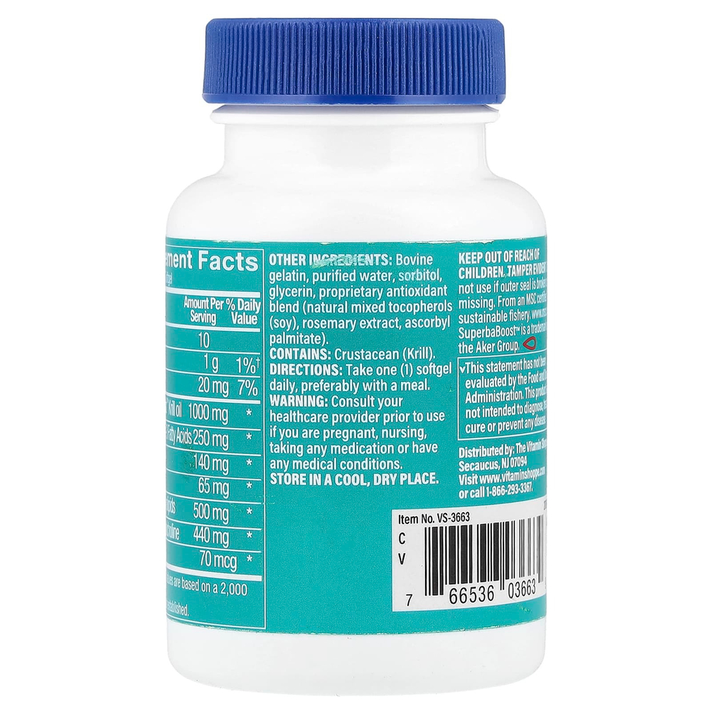 The Vitamin Shoppe, Масло криля, усиленное действие, 1000 мг, 30 мягких таблеток