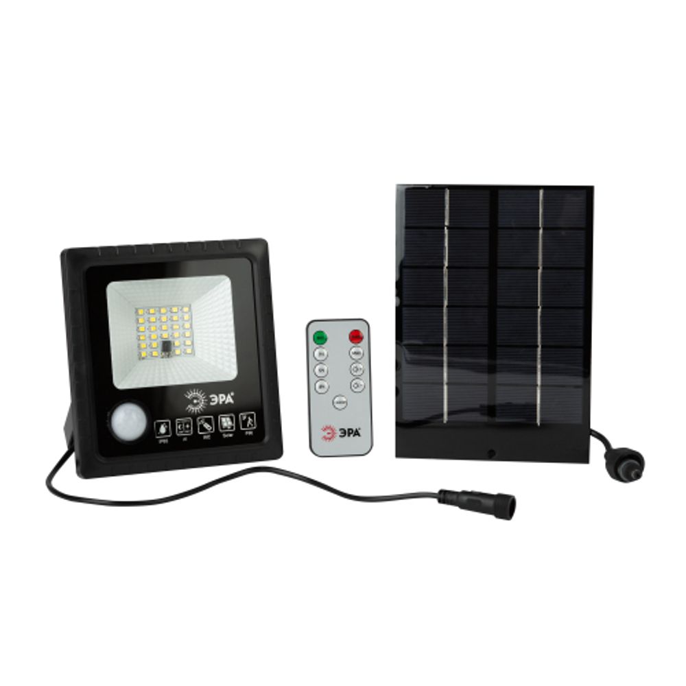 Прожектор ЭРА ERAPRO-20 светодиодный уличный 20 Вт 360 Лм 5000K IP65 на солнечной батарее с датчиком движения ПДУ