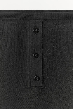 ZARА МИНИ-ШОРТЫ ИЗ ХЛОПКА С ПУГОВИЦАМИ, ЧЕРНЫЙ