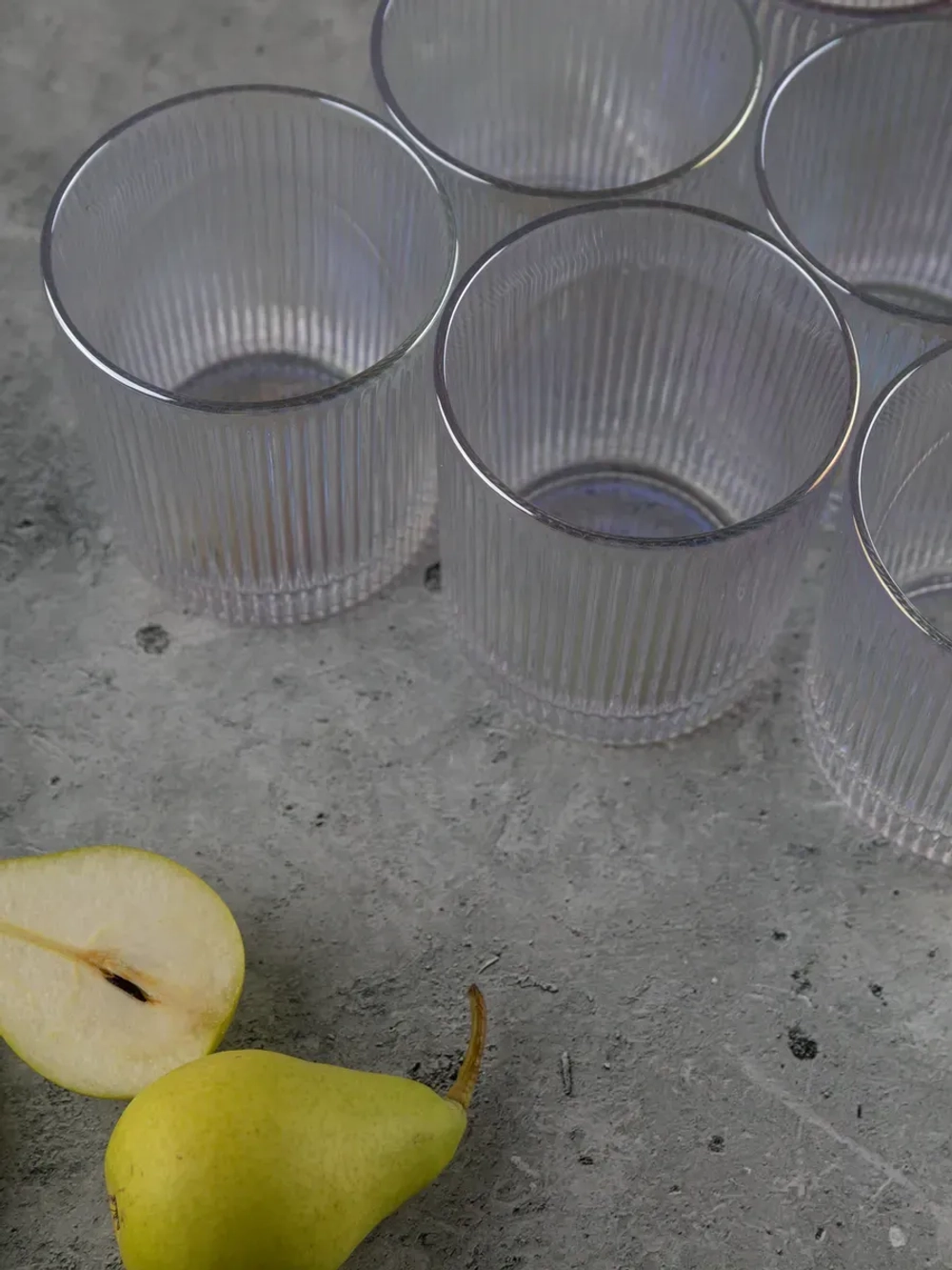 Набор ребристых бокалов для виски, 350 мл. 6 шт. перламутр