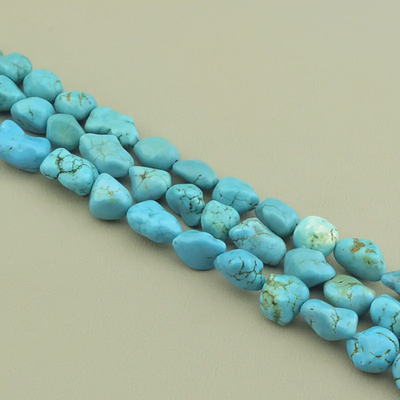 Нитка Бирюза 40 см. (Без замка) - Голубая