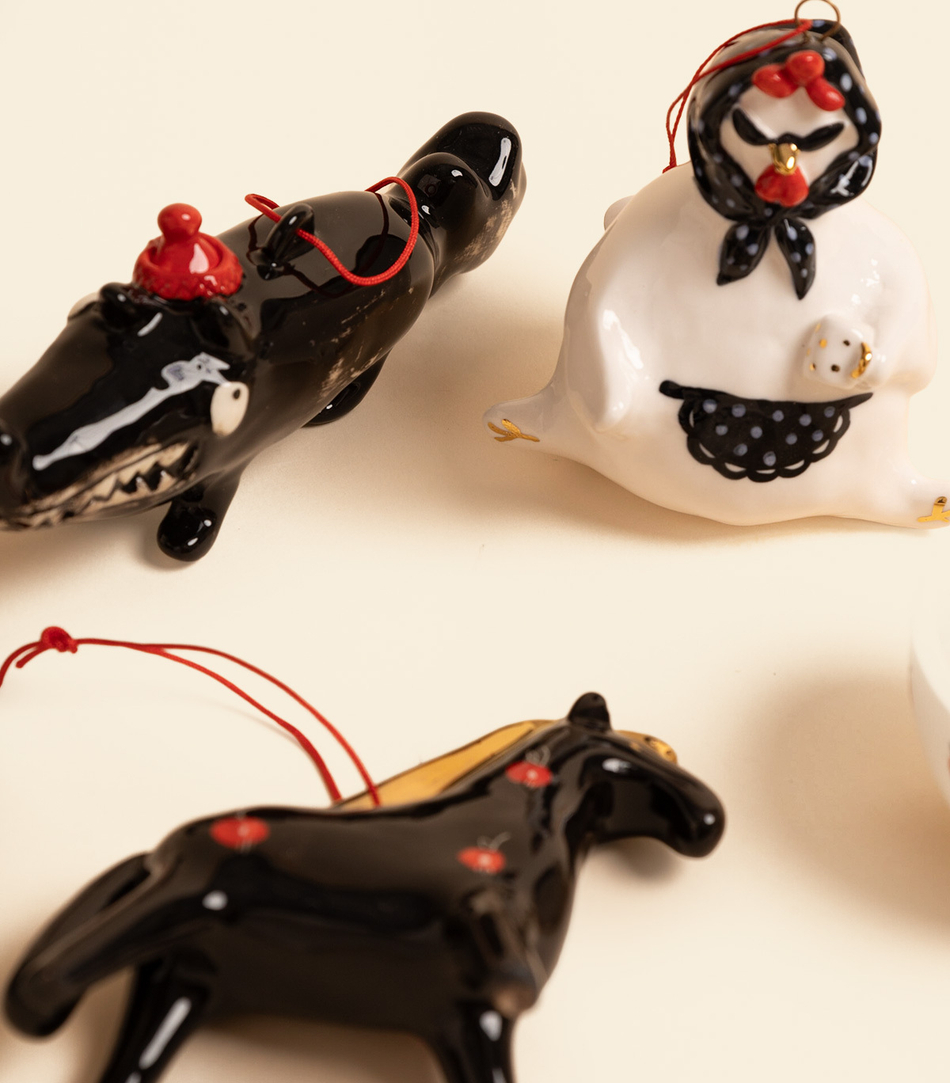 Ёлочная игрушка – Волк и красная шапочка | Александра Маврина