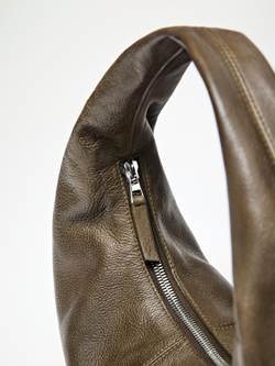 Massimo Dutti Средняя сумка-полумесяц из кожи наппа, хаки