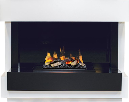 Каминокомплект Cube - Белый с черным с очагом Cassette 400 LNH-INT (с дровами)