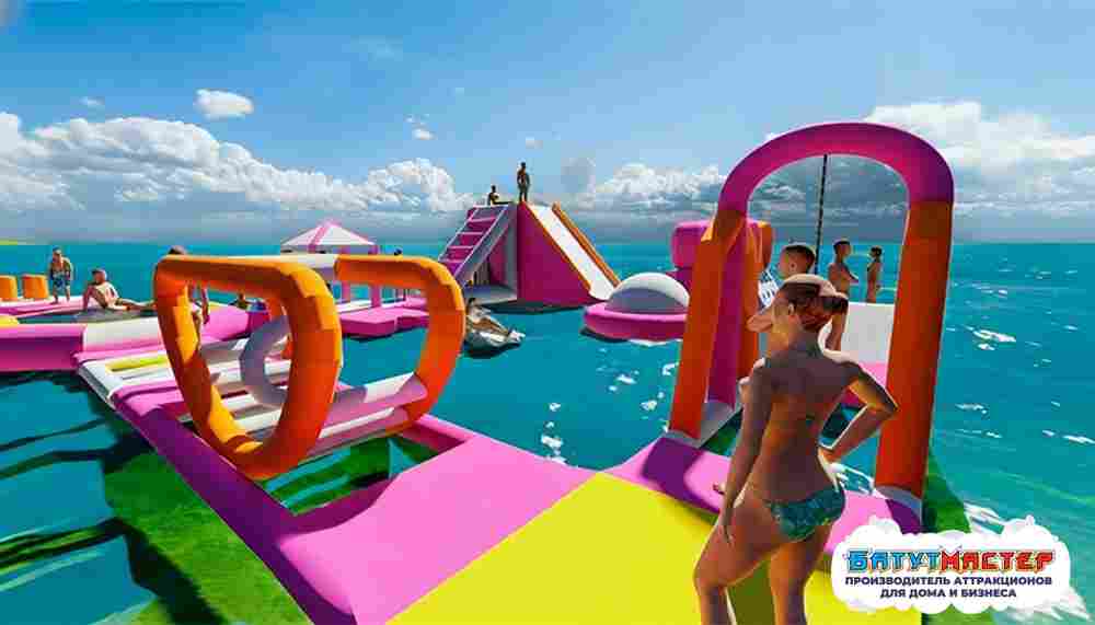 Надувной аквапарк «Морская звезда» с горками 22×20×4 м