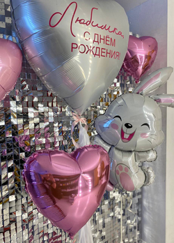 Воздушные шары зайка/заяц для жены/мамы/девушки №35
