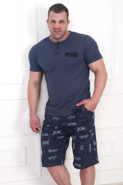 Пижама мужская с шортами Гранж (сине-морской)