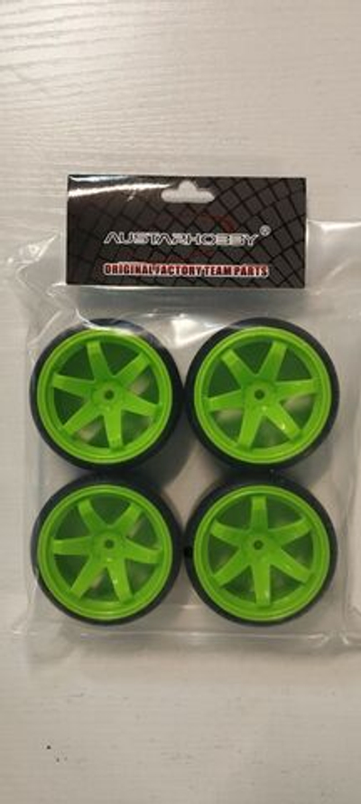 Колеса для дрифта RC моделей 1/10, HSP, HPI, MST, Sakura цвет зеленый 4шт