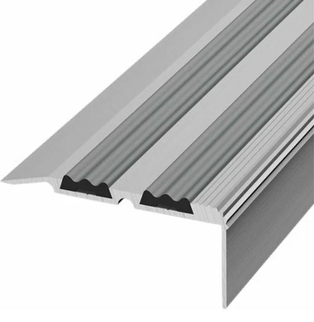 Порог угловой Лука серебро анод. (1,8 м) с ПВХ вставкой, 30,8х68 мм