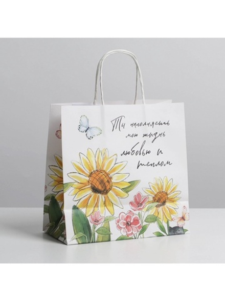 Пакет подарочный, упаковка, «Тепло», 22 х 22 х 11 см.