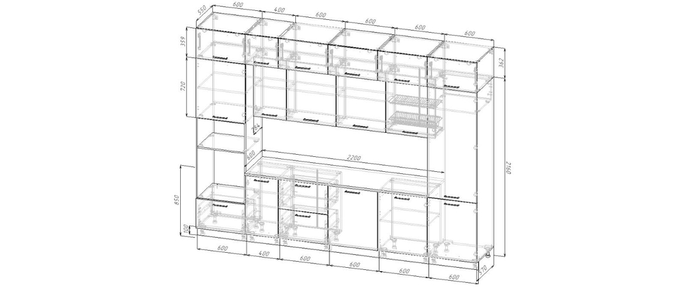 Кухонный гарнитур Fusion 3400 (38мм)