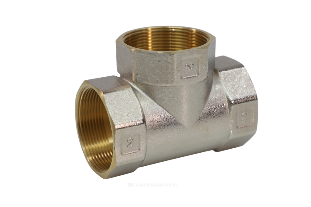 Тройник латунь никель Ду 20 (3/4") ВР/ВР 9007 ГОСТ 32585-2013 Aquasfera 9007-02