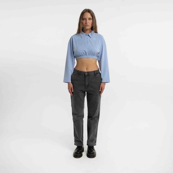 Поло Crop OG Logo in Garment Dyed Sky Blue - фото 3