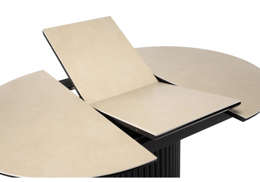 Керамический стол Woodville Стивен 100(140) okara light yellow, черный