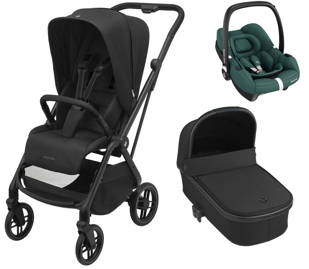 Детская коляска Maxi-Cosi Leona2 Oria 3 в 1 с автокреслом CabrioFix Essential green 1204390110 Twillic Black/1507672111 Essential Black