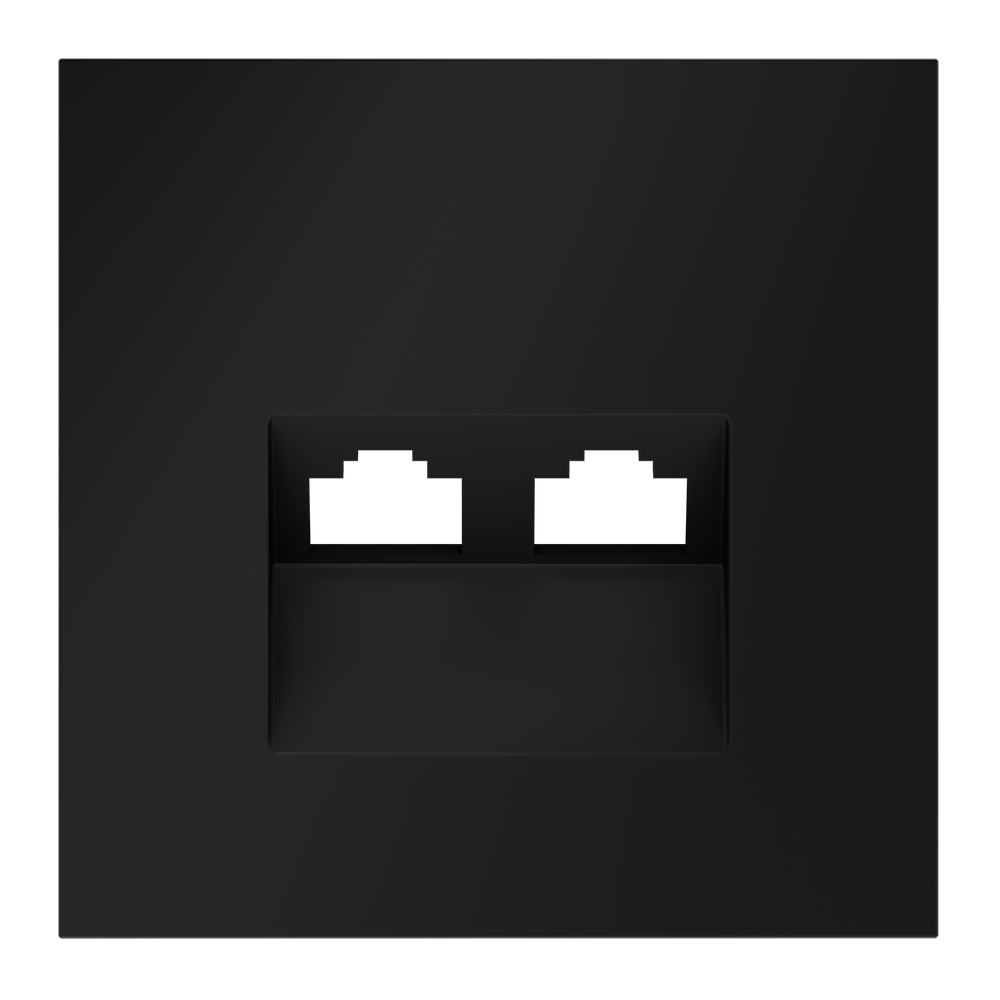 Накладка для розетки компьютерной двойной RJ45+RJ45 кат.6, S70 (черный матовый)