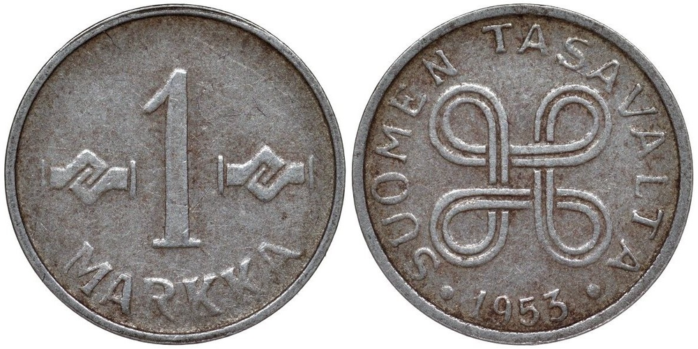Финляндия 1 марка, 1952 - 1953 Крест Святого Ханнеса XF