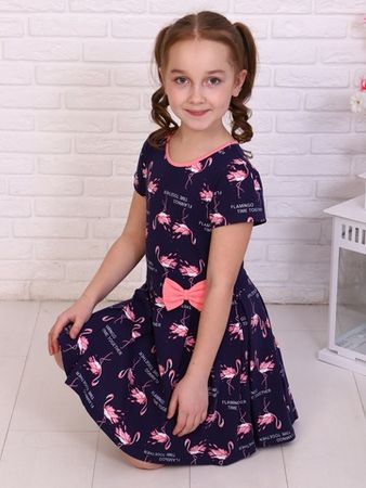 Платье для девочки Розовый Фламинго кор. рукав