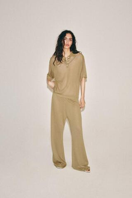 ZARA БРЮКИ ПРЯМОГО КРОЯ, ОЛИВКОВЫЙ