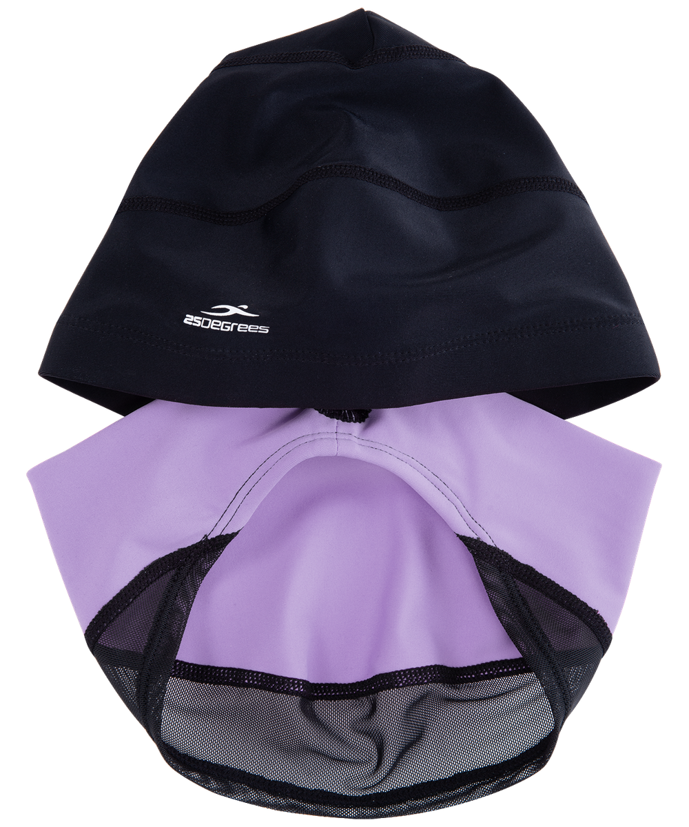 Шапочка для плавания Duplo Black/Lilac, полиамид, для длинных волос