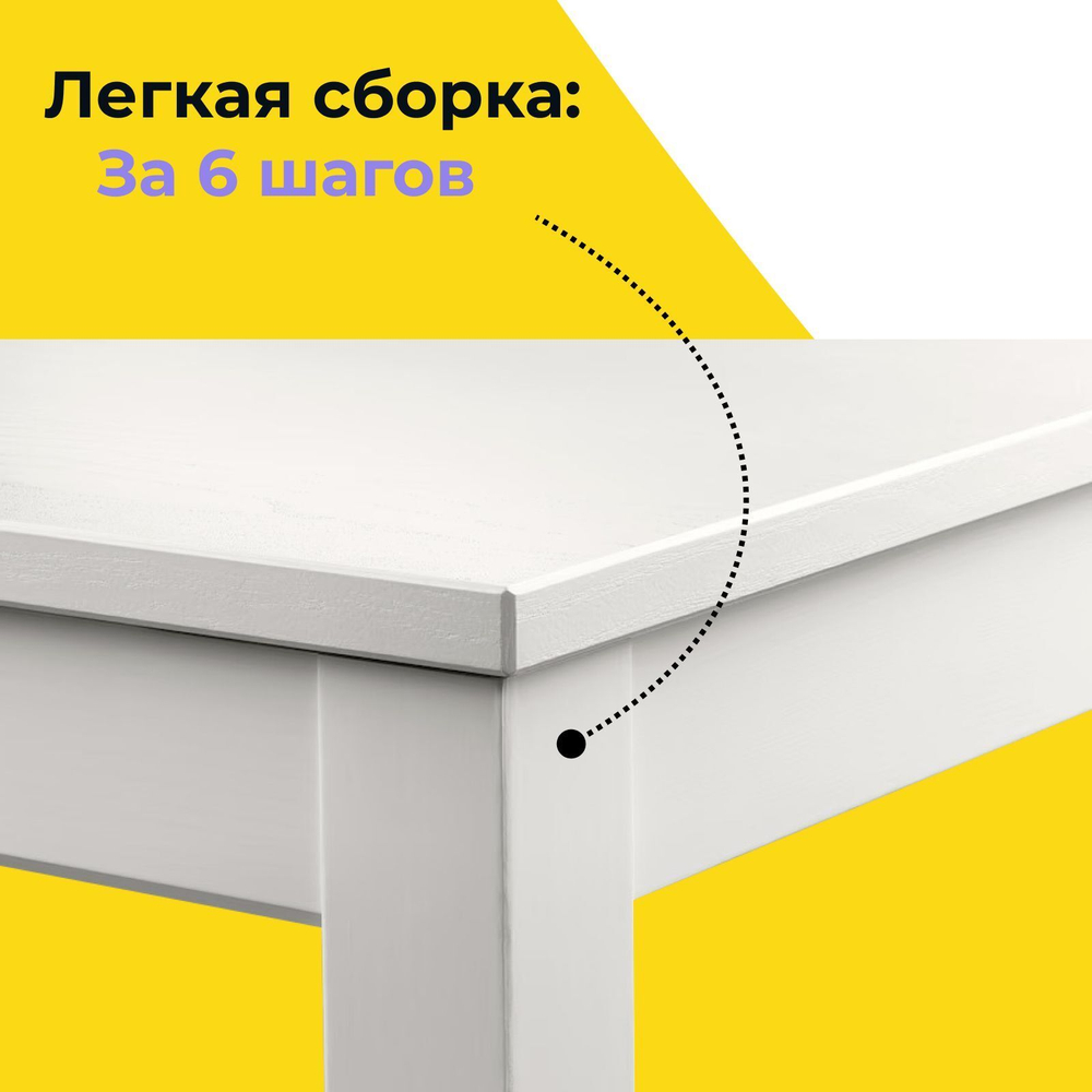Стол кухонный обеденный Инго деревянный, белый
