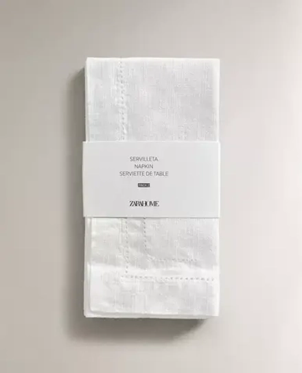 ZARA HOME АЖУРНАЯ ХЛОПКОВАЯ САЛФЕТКА (НАБОР ИЗ 2 ШТ.), БЕЛЫЙ