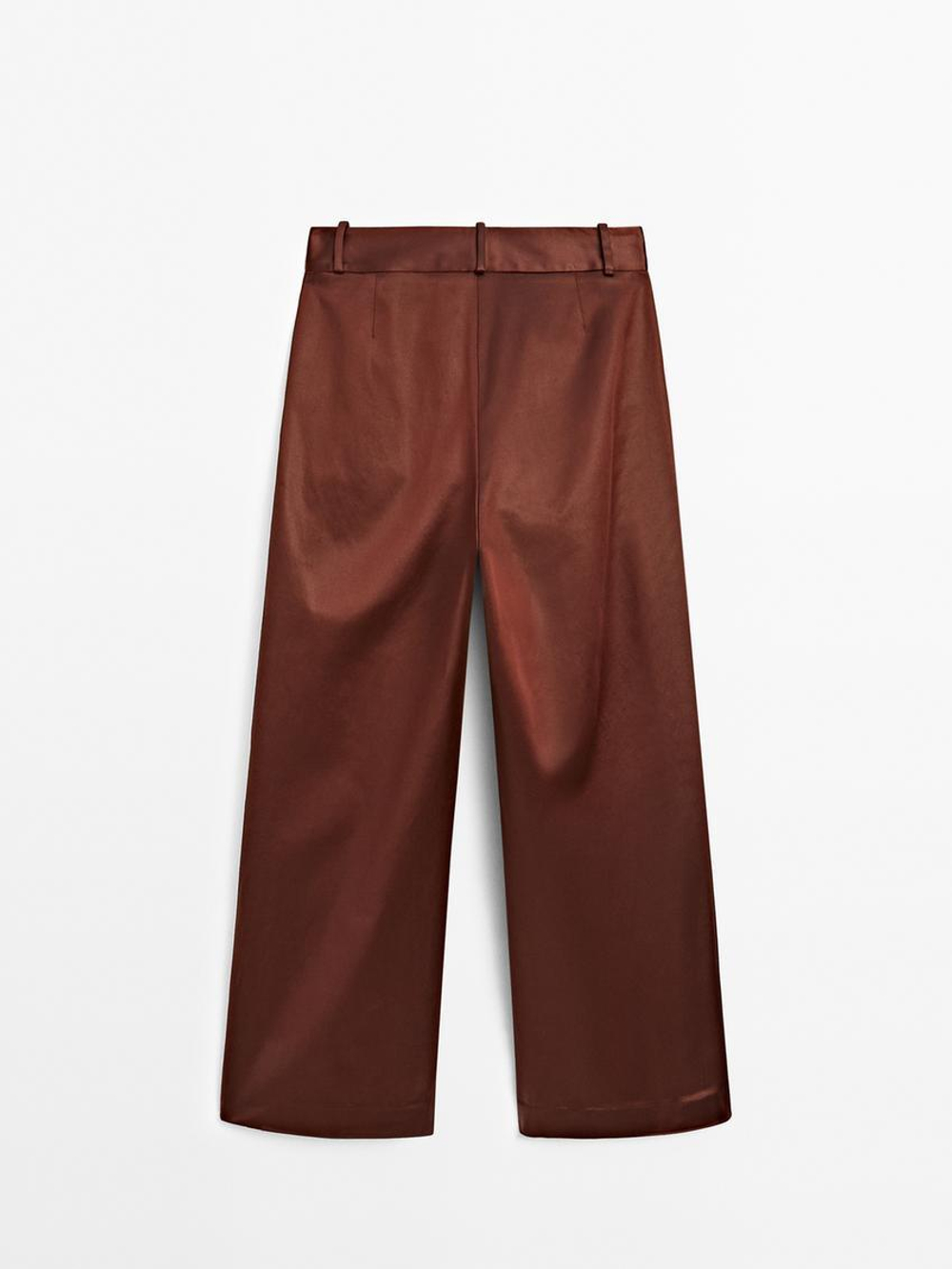 Massimo Dutti Блестящие брюки - Studio, рыжевато-коричневый